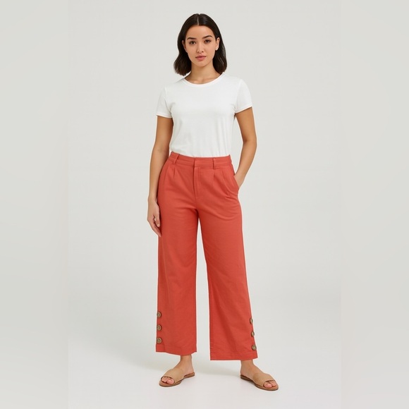 JustFab Pants - JustFab Women's Linen Wide Leg Dress Pants